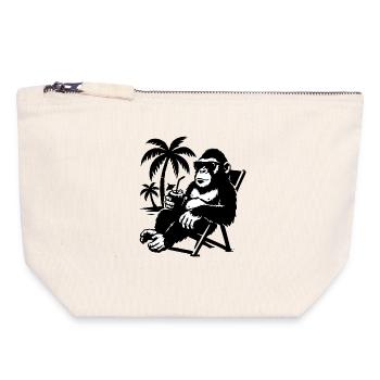 Lässiger Affe mit Sonnenbrille und Kokosnuss - Pochette zippée en toile 18 x 19 cm - blanc naturel - Devant