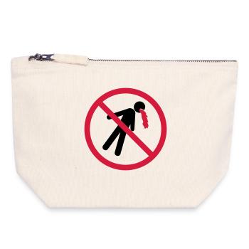 vomir interdit bouclier pas de sang drôle vomi - Pochette zippée en toile 18 x 19 cm - blanc naturel - Devant