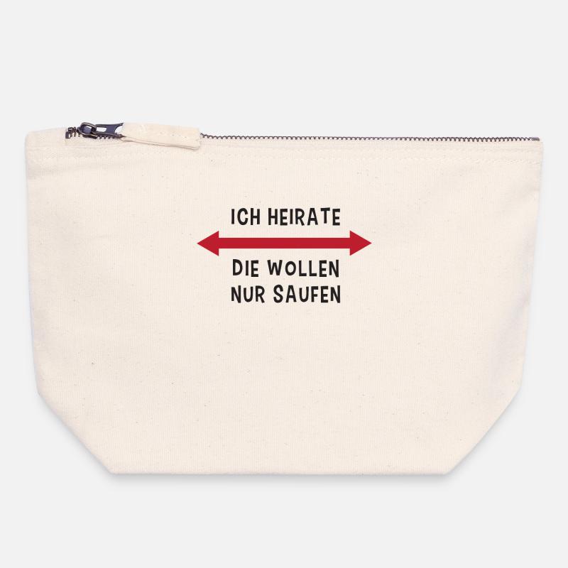 Bachelor Bachelor Party disant polterabend - Pochette zippée en toile 18 x 19 cm - blanc naturel