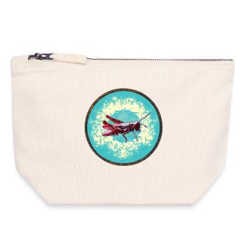 Illustration détaillée de sauterelle - Pochette zippée en toile 18 x 19 cm - blanc naturel - Devant