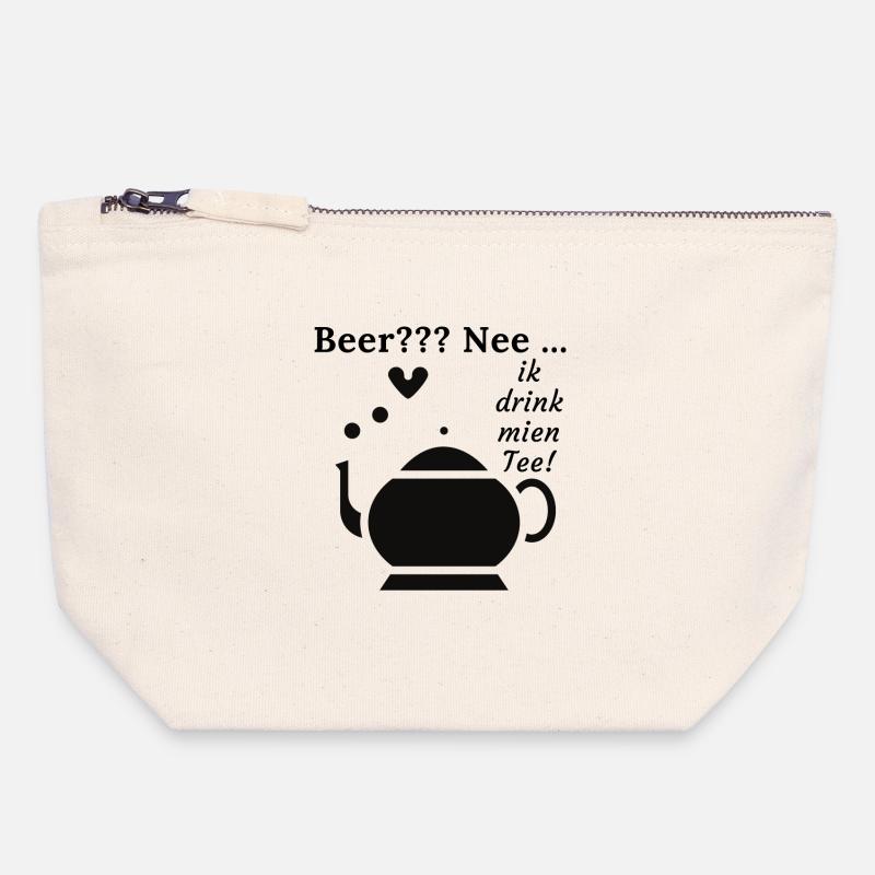 Beer Nee Ik drink mien Tee Teespruch Ostfriesen - Canvas Zip Pouch 18 x 19 cm - nature