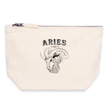 Aries Sternzeichen Widder - Canvas Reißverschluss-Täschchen (18 x 19 cm) - Naturweiß - Vorne
