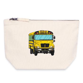 School bus - Canvas Zip Pouch 18 x 19 cm - nature - Front
