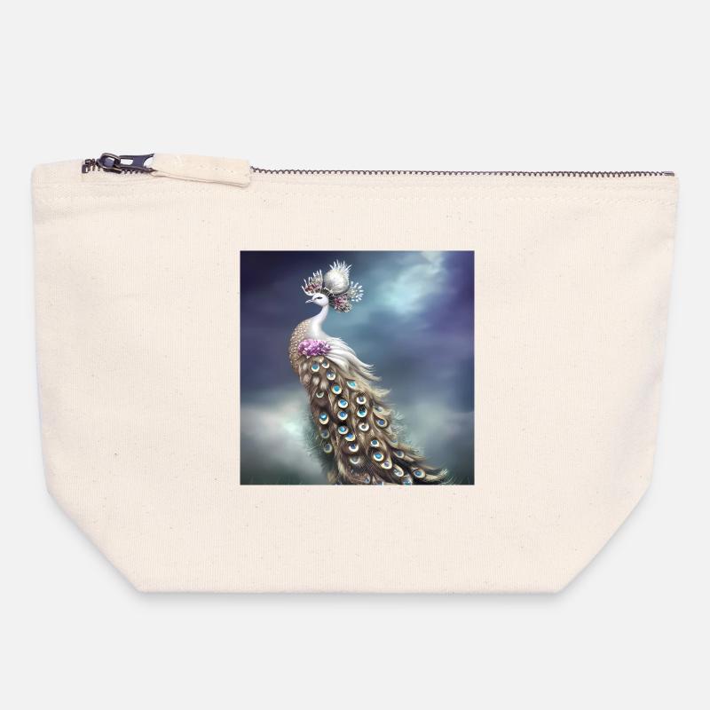 Wonderful elegant peacock - Canvas Zip Pouch 18 x 19 cm - nature