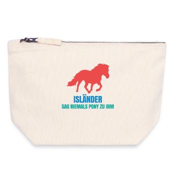 Pferde Pony Statement Islandpferde Pferdefan - Canvas Reißverschluss-Täschchen (18 x 19 cm) - Naturweiß - Vorne