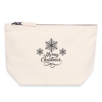 snowflake Merry Christmas - Canvas Zip Pouch 18 x 19 cm - nature - Front