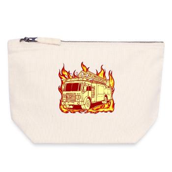 Feuerwehrauto Feuerwehr Feuer Brandschutz - Canvas Reißverschluss-Täschchen (18 x 19 cm) - Naturweiß - Vorne