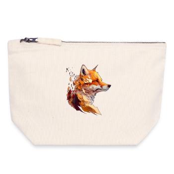 Polygon Fox Design, Pretty Fox - Pochette zippée en toile 18 x 19 cm - blanc naturel - Devant