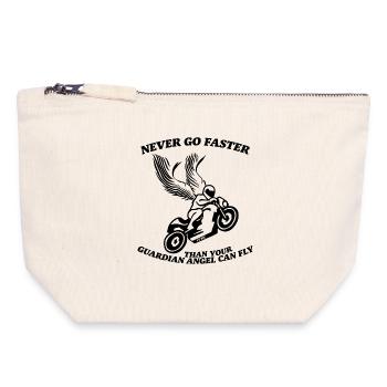 Never go faster than your guardian angel can fly - Canvas Zip Pouch 18 x 19 cm - nature - Front
