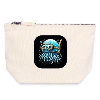 Krake mit Taucherbrille Comic - Canvas Reißverschluss-Täschchen (18 x 19 cm) - Naturweiß - Vorne