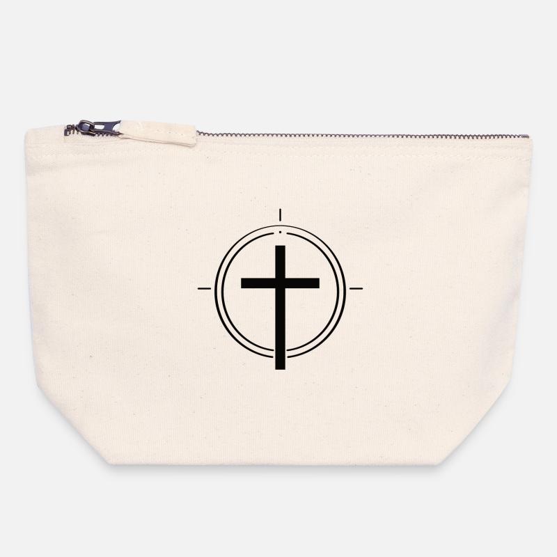 Simplement chrétien – Croix de la foi - Pochette zippée en toile 18 x 19 cm - blanc naturel