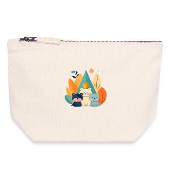 Cute bears with autumn motifs - Canvas Zip Pouch 18 x 19 cm - nature - Front