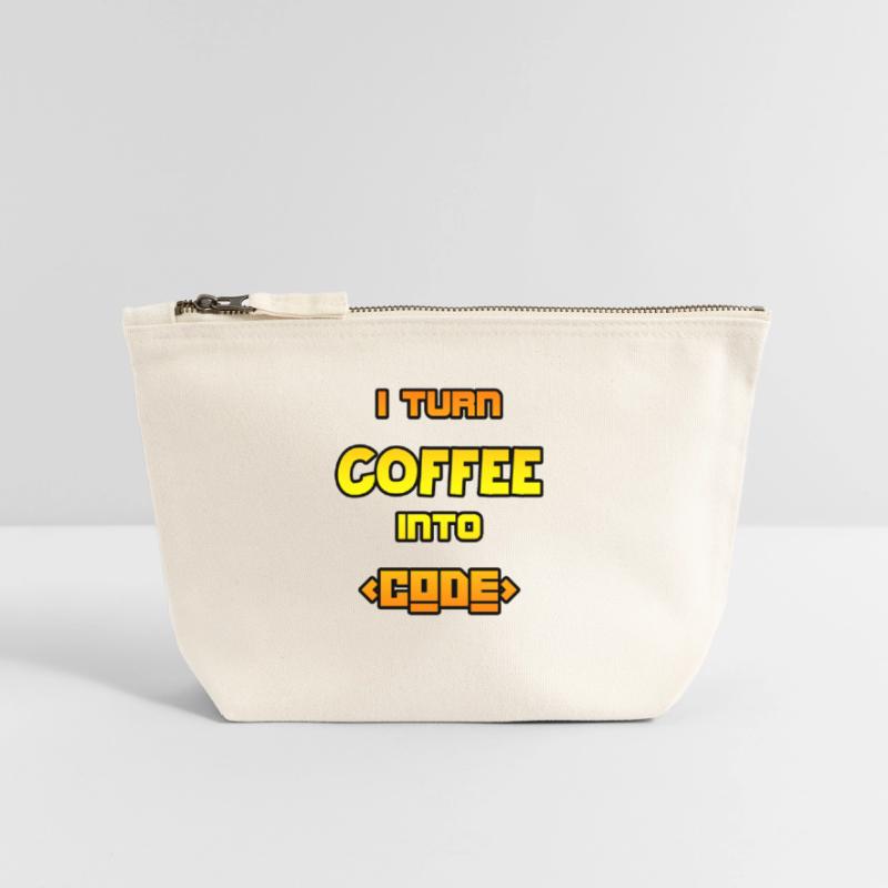Je transforme le café en code Pochette zippée en toile 18 x 19 cm