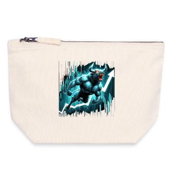 Finance Actions Taureau Wall Street Cadeau - Pochette zippée en toile 18 x 19 cm - blanc naturel - Devant