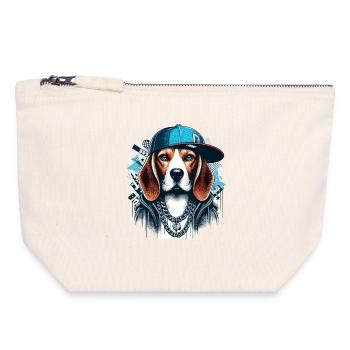 Beagle Gangsta Hund Cappy Geschenk - Canvas Reißverschluss-Täschchen (18 x 19 cm) - Naturweiß - Vorne