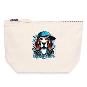Beagle Gangsta Was geht ab? Hund Geschenk - Canvas Reißverschluss-Täschchen (18 x 19 cm) - Naturweiß - Vorne