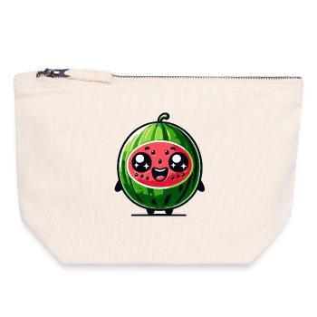 Kawaii Watermelon Cartoon Design - Canvas Zip Pouch 18 x 19 cm - nature - Front