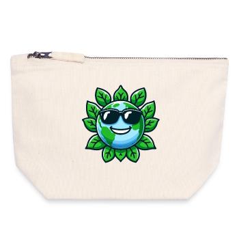 Cool Planet : la Terre respectueuse de l’environnement - Pochette zippée en toile 18 x 19 cm - blanc naturel - Devant