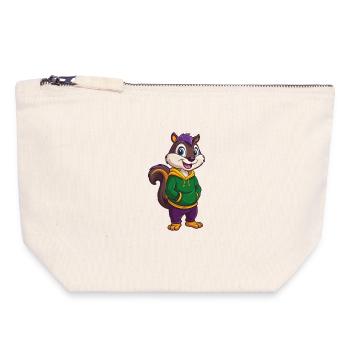 Chipmunk Drôle Kawaii Dessin animé Personnage Clipart - Pochette zippée en toile 18 x 19 cm - blanc naturel - Devant
