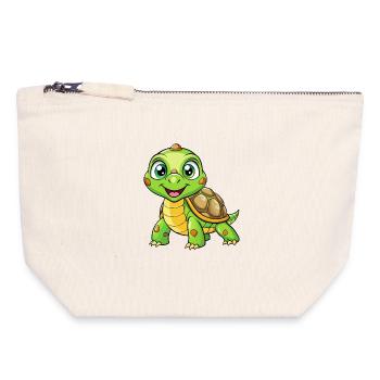 Schildkröte Niedliche Zeichentrickfigur Kawaii Clipart - Canvas Reißverschluss-Täschchen (18 x 19 cm) - Naturweiß - Vorne