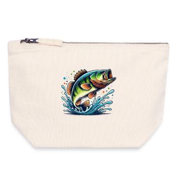 Grosse basse - Pochette zippée en toile 18 x 19 cm - blanc naturel - Devant