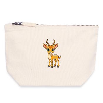 Impala Niedliche Zeichentrickfigur Kawaii Clipart - Canvas Reißverschluss-Täschchen (18 x 19 cm) - Naturweiß - Vorne