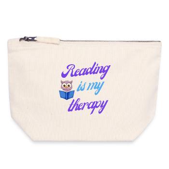 Cadeau lecture thérapie - Pochette zippée en toile 18 x 19 cm - blanc naturel - Devant