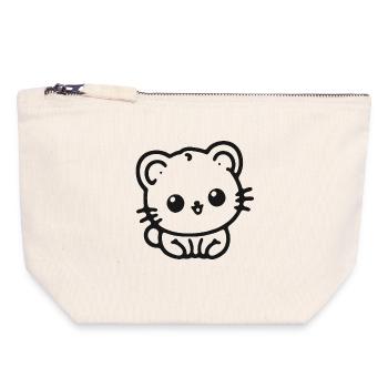 Kuschelpanda Kontur - Canvas Reißverschluss-Täschchen (18 x 19 cm) - Naturweiß - Vorne