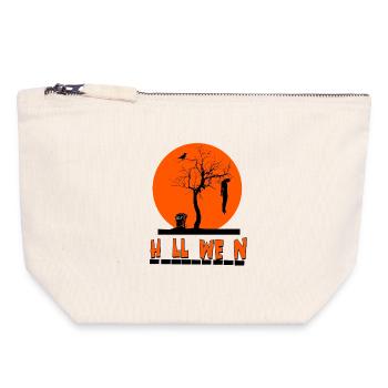Halloween - Pochette zippée en toile 18 x 19 cm - blanc naturel - Devant