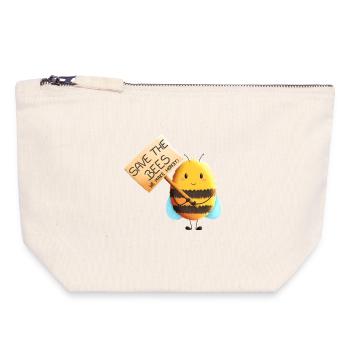 Save the bees - Rettet die Bienen - Canvas Zip Pouch 18 x 19 cm - nature - Front