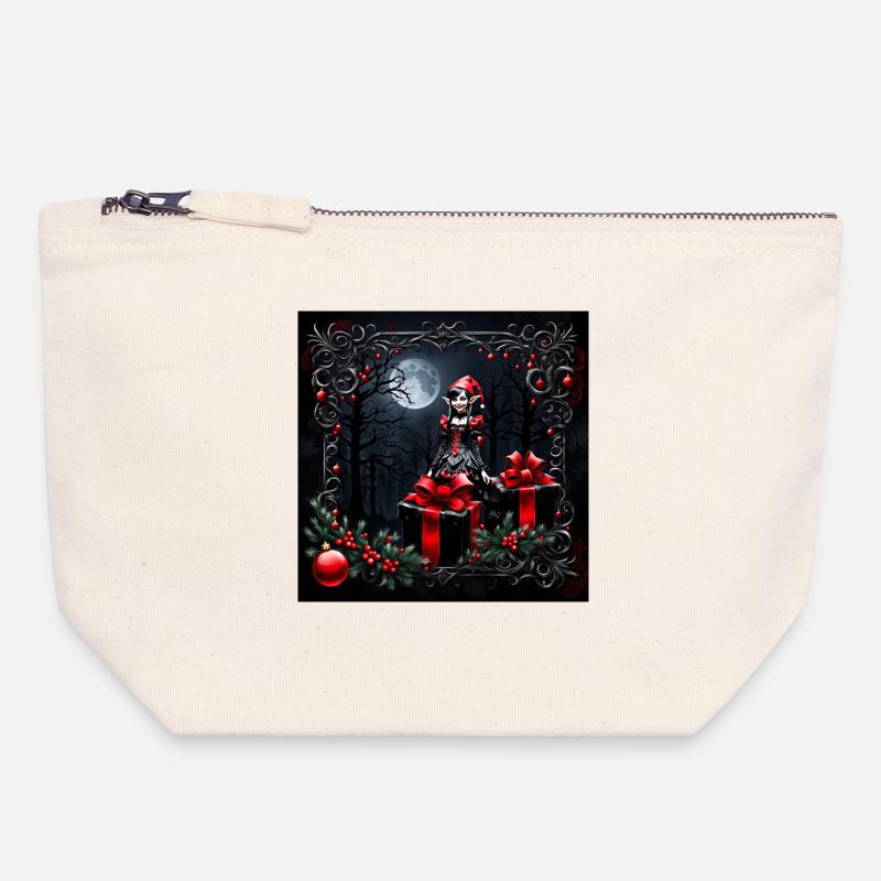 Cute gothic Christmas elf. - Canvas Zip Pouch 18 x 19 cm - nature