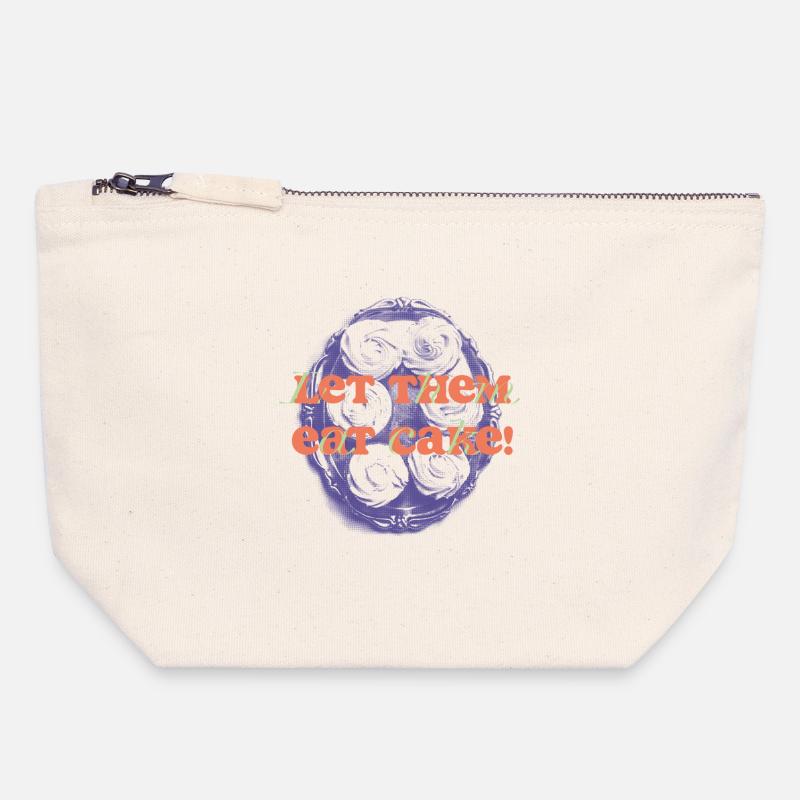 Let Them Eat Cake Statement - Canvas Zip Pouch 18 x 19 cm - nature