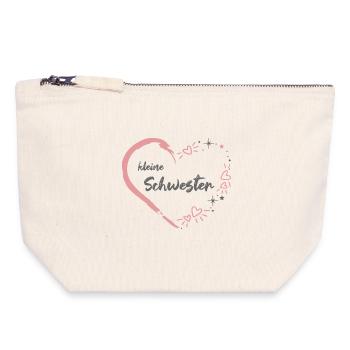 kleine Schwester Herz rosa grau - Canvas Reißverschluss-Täschchen (18 x 19 cm) - Naturweiß - Vorne