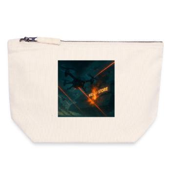 Image d’attaque futuriste de la base aérienne - Pochette zippée en toile 18 x 19 cm - blanc naturel - Devant