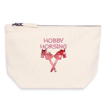 HOBBY HORSING PFERDE - Canvas Reißverschluss-Täschchen (18 x 19 cm) - Naturweiß - Vorne