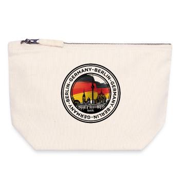 Horizon de Berlin aux couleurs du drapeau allemand - Pochette zippée en toile 18 x 19 cm - blanc naturel - Devant