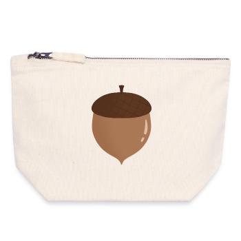 Illustration de gland - Pochette zippée en toile 18 x 19 cm - blanc naturel - Devant