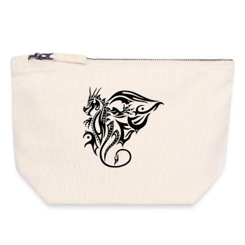 Seitlicher Tribal Drache Design mit Flügel - Canvas Reißverschluss-Täschchen (18 x 19 cm) - Naturweiß - Vorne