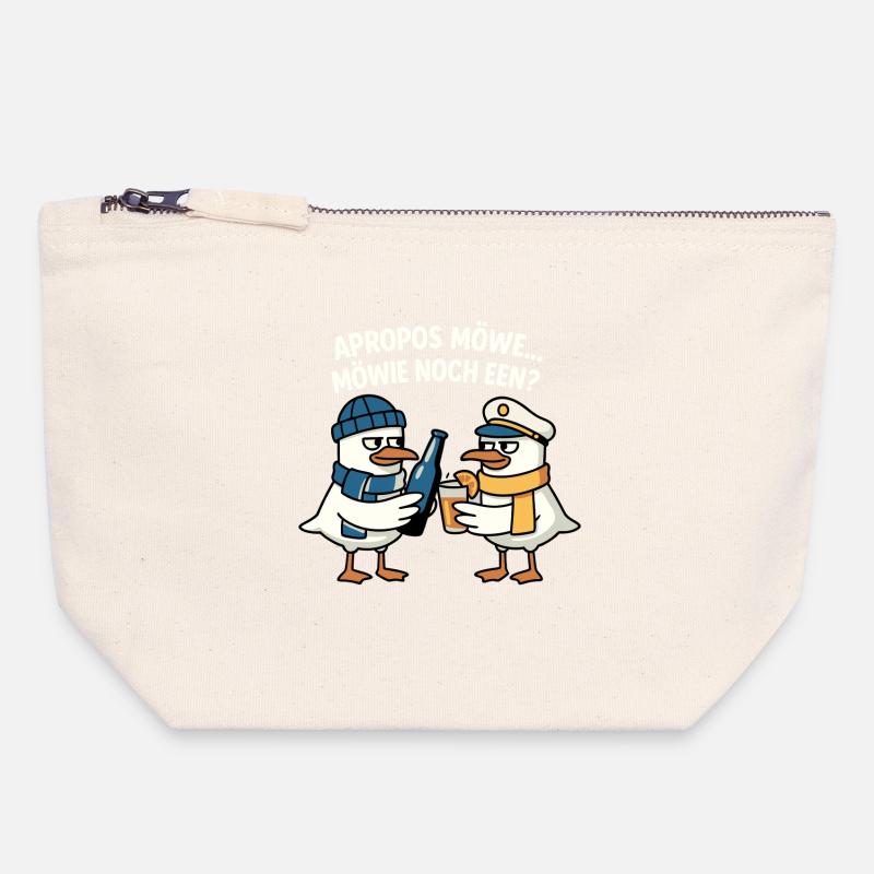 Seagull Motif - Canvas Zip Pouch 18 x 19 cm - nature