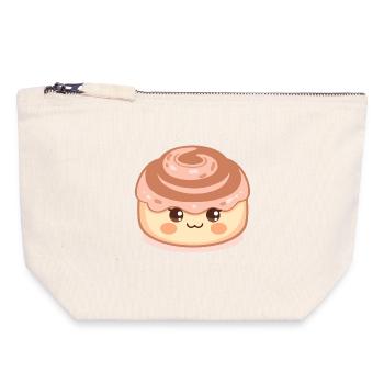 Kawaii cinnamon roll with happy face - Canvas Zip Pouch 18 x 19 cm - nature - Front