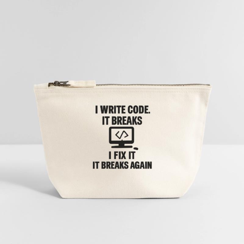 I Write Code – Funny Programmer T-Shirt Canvas Reißverschluss-Täschchen (18 x 19 cm)