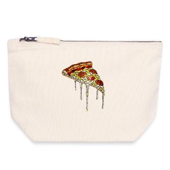 Mosaïque de pizza : conception artistique de vitrail - Pochette zippée en toile 18 x 19 cm - blanc naturel - Devant