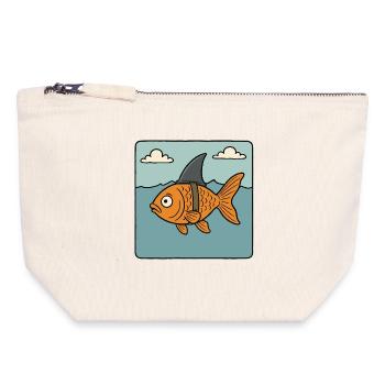 Cartoon Goldfish Fish Shark Fin Sea Fake Shark - Canvas Zip Pouch 18 x 19 cm - nature - Front