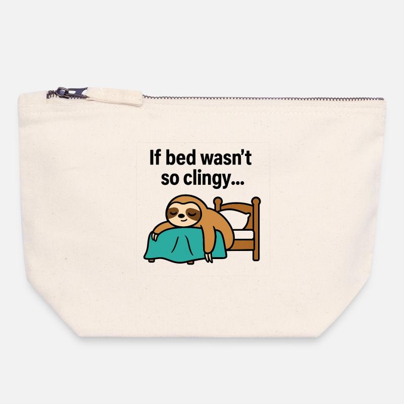 Clingy Bed Sloth - Canvas Zip Pouch 18 x 19 cm - nature