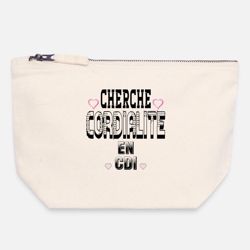 Looking for Cordiality on a permanent contract - Canvas Zip Pouch 18 x 19 cm - nature