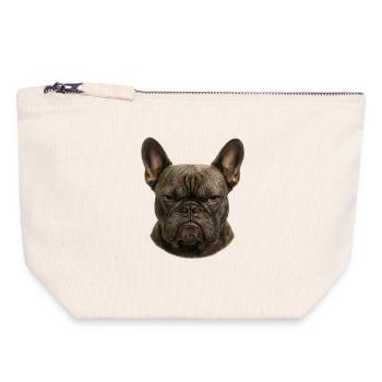 Ernster Franz Bulldogge Kopf - Canvas Reißverschluss-Täschchen (18 x 19 cm) - Naturweiß - Vorne