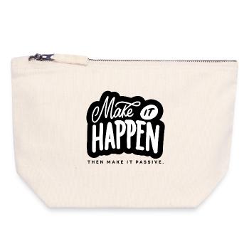 Make It Happen Typo Motivationsspruch - Canvas Reißverschluss-Täschchen (18 x 19 cm) - Naturweiß - Vorne