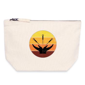Acupuncturist Vintage Sunset Healing Hands  - Canvas Zip Pouch 18 x 19 cm - nature - Front