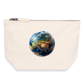Globus-Design: Europa-Asien Landschaft - Canvas Reißverschluss-Täschchen (18 x 19 cm) - Naturweiß - Vorne