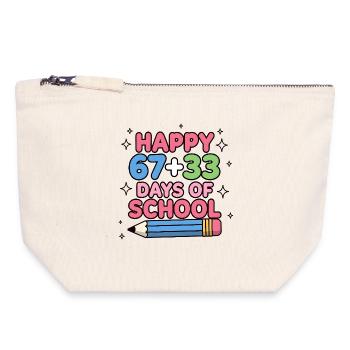 Happy 100 Days School Mathematik-Gleichung - Canvas Reißverschluss-Täschchen (18 x 19 cm) - Naturweiß - Vorne